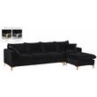 Atlin Designs Modern Contemporary 2pc Velvet Reversible Sectional in Black