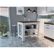 Atlin Designs Engineered Wood White/Walnut Kitchen Island Rectangular Easy to Assemble