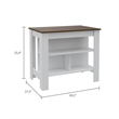 Atlin Designs Engineered Wood White/Walnut Kitchen Island Rectangular Easy to Assemble