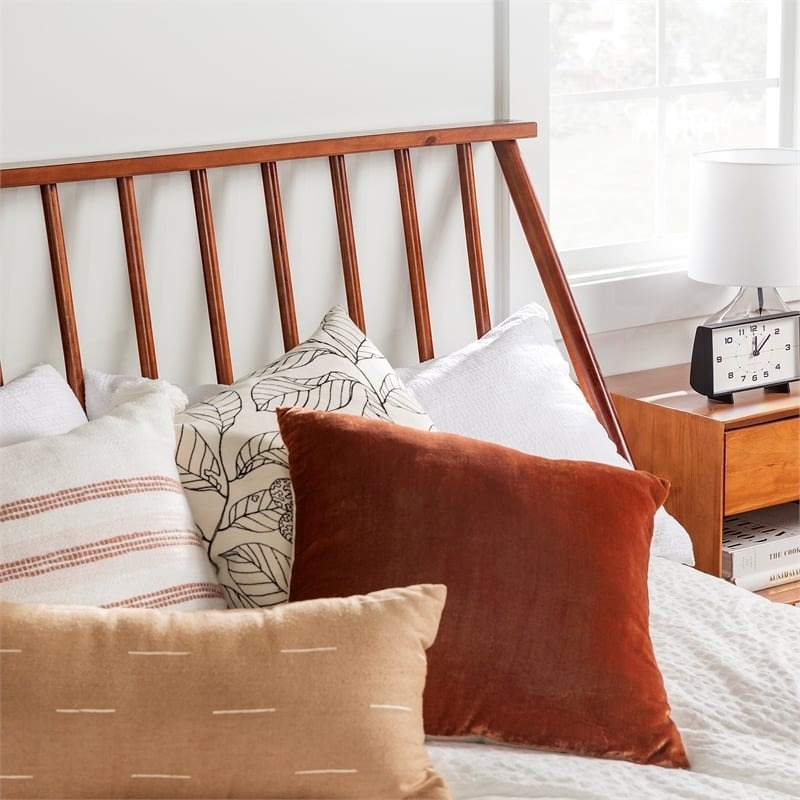 Atlin Designs Modern Wood Queen Spindle Platform Bed in Brown