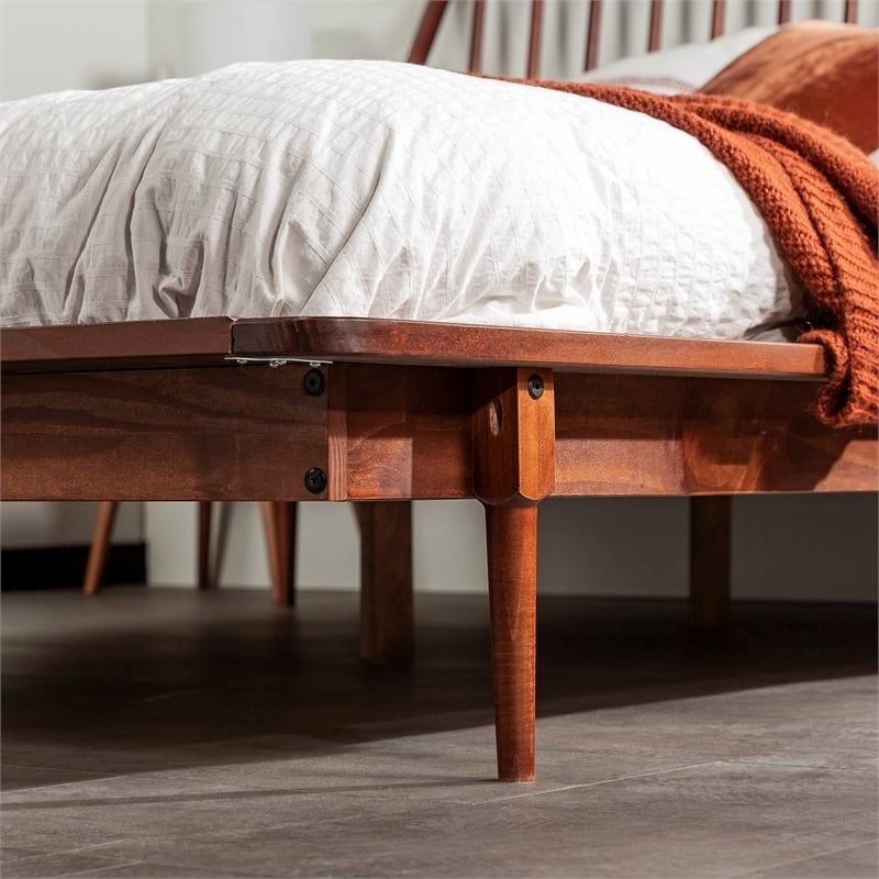 Atlin Designs Modern Wood Queen Spindle Platform Bed in Brown