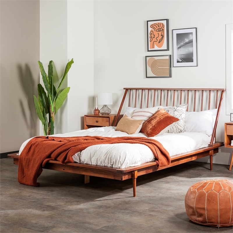 Atlin Designs Modern Wood Queen Spindle Platform Bed in Brown
