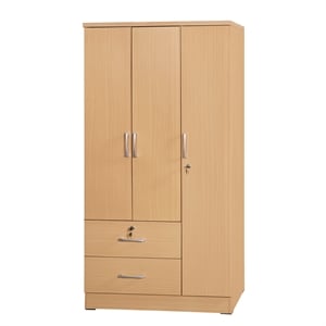 Atlin Designs Contemporary 3-Door and 2-Drawer Bedroom Wardrobe in Maple