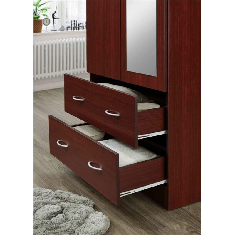 Atlin Designs Contemporary Wood 2-Door and 2-Drawer Armoire in Mahogany