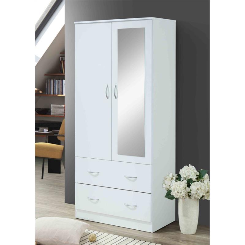 Atlin Designs Contemporary Wood 2-Door and 2-Drawer Armoire in White