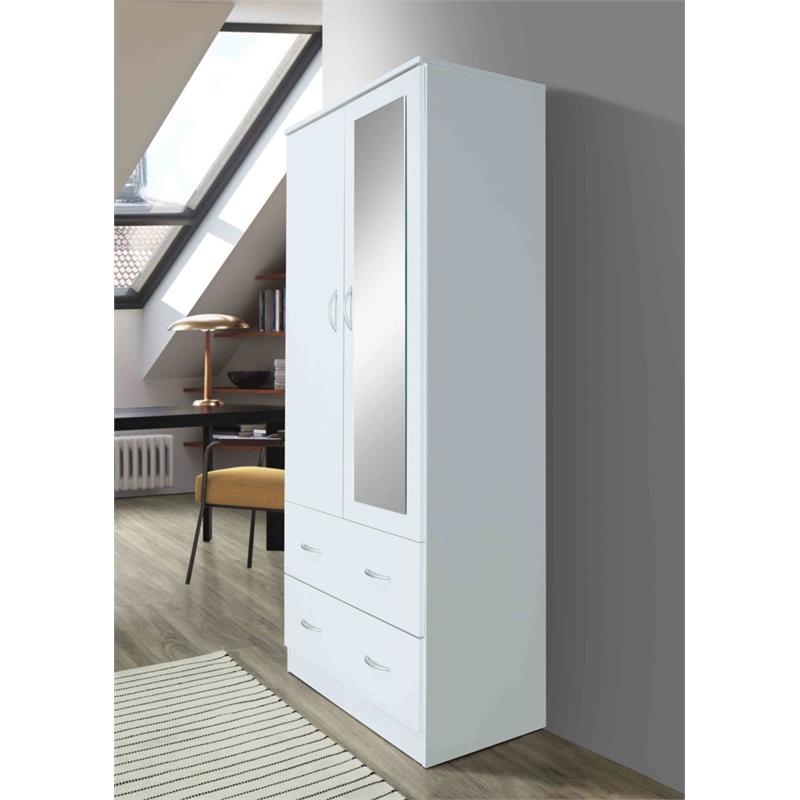 Atlin Designs Contemporary Wood 2-Door and 2-Drawer Armoire in White