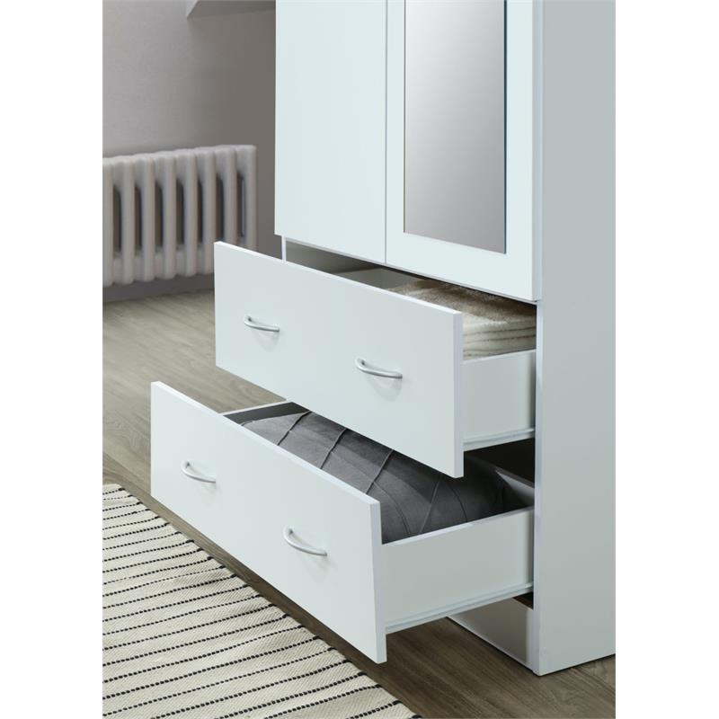Atlin Designs Contemporary Wood 2-Door and 2-Drawer Armoire in White