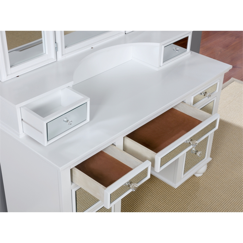 Atlin Designs Contemporary Style Wood 3-Piece Vanity Set in White