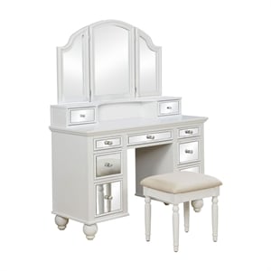 Atlin Designs Contemporary Style Wood 3-Piece Vanity Set in White