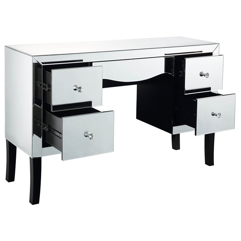 Atlin Designs Contemporary 5 Drawer Mirrored Vanity Table
