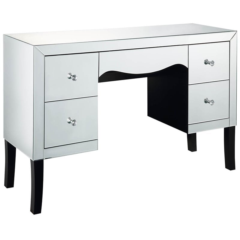 Atlin Designs Contemporary 5 Drawer Mirrored Vanity Table
