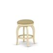 Atlin Designs Wood Linen White Backless Bar Stool Swivel 24