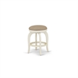 Atlin Designs Wood Linen White Backless Bar Stool Swivel 24