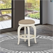 Atlin Designs Wood Linen White Backless Bar Stool Swivel 24