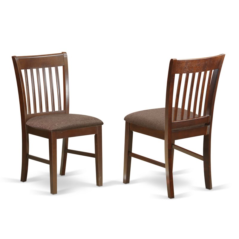 Atlin Designs Antique 3-piece Dining Set w/ Linen Fabric Seat in Mahogany