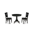 Atlin Designs Antique 3-piece Dining Set with Slatted Chair in Black