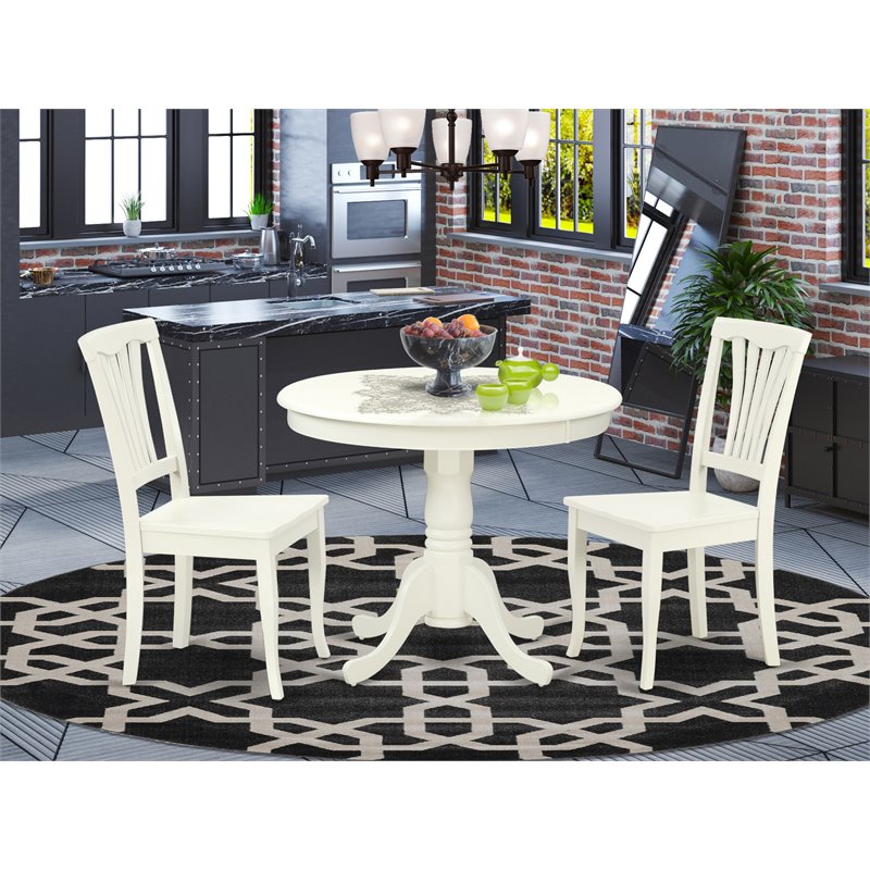 Atlin Designs Antique 3-piece Asian Hardwood Dining Set in Linen White
