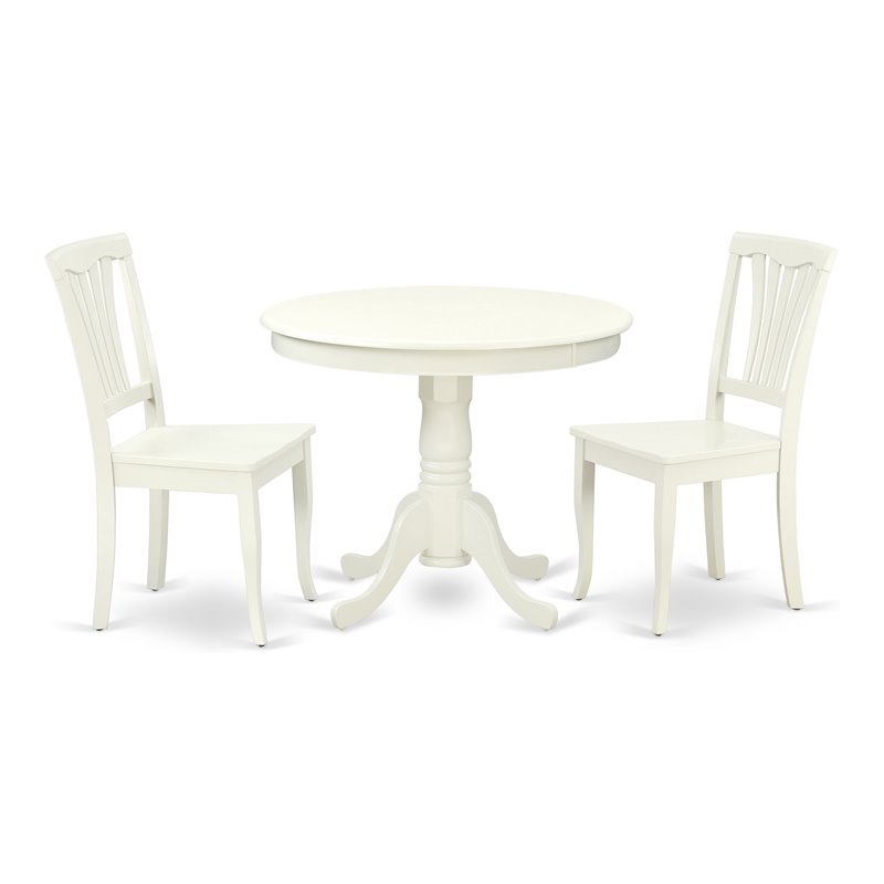 Atlin Designs Antique 3-piece Asian Hardwood Dining Set in Linen White