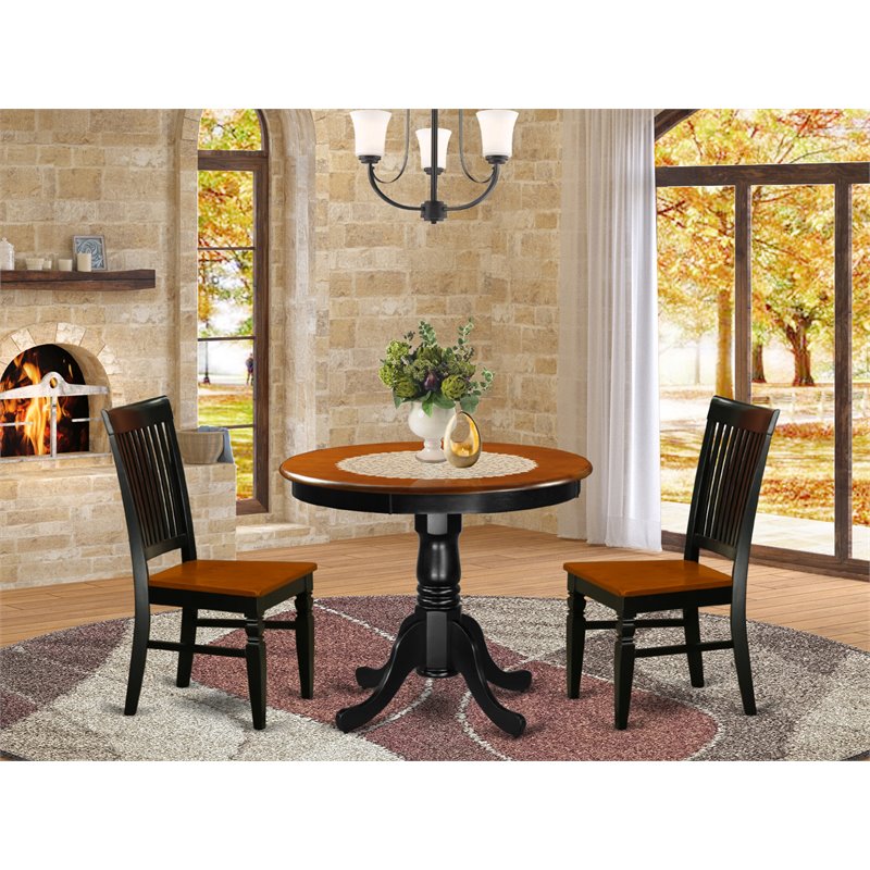 Atlin Designs Antique 3-piece Wood Dining Table Set in Black and Cherry
