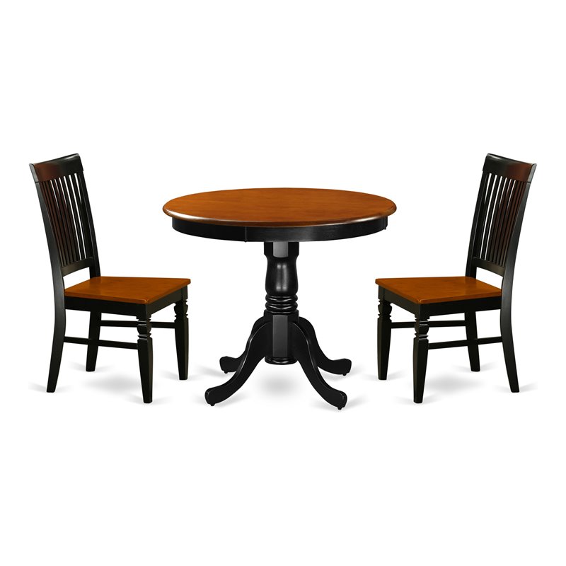 Atlin Designs Antique 3-piece Wood Dining Table Set in Black and Cherry