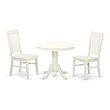 Atlin Designs Antique 3-piece Wood Dining Table Set in Rich Linen White