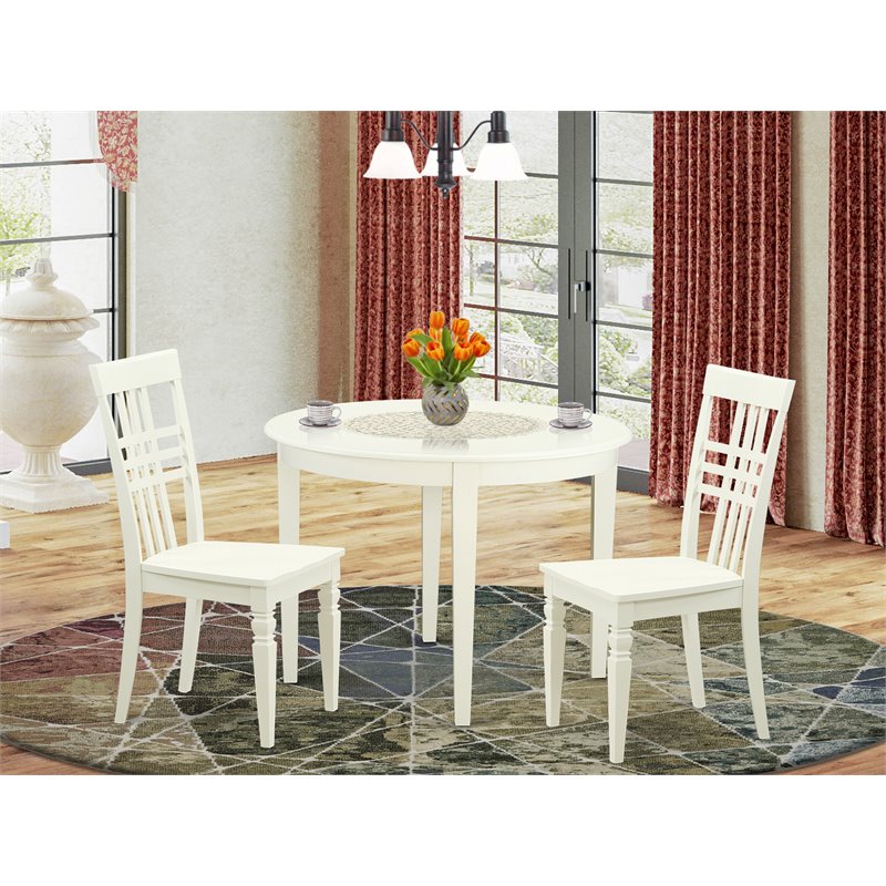 Atlin Designs 3-piece Wood Dining Table and Chairs in Linen White