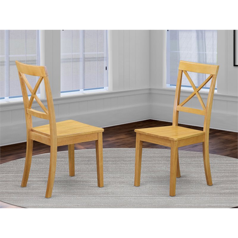Atlin Designs Wood Oak Dining Chairs X-Back Comfortable 11