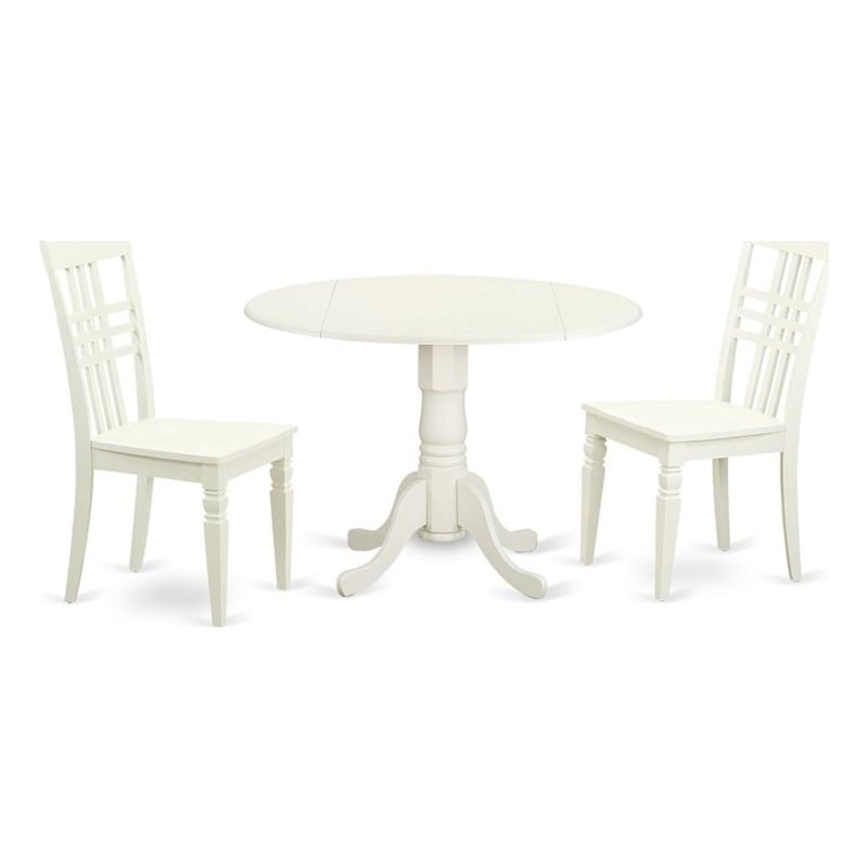Atlin Designs 3-piece Dining Set with Wood Seat in Linen White