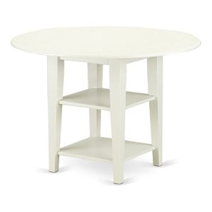 Atlin Designs Wood Dining Table with 2 Shelves in Linen White