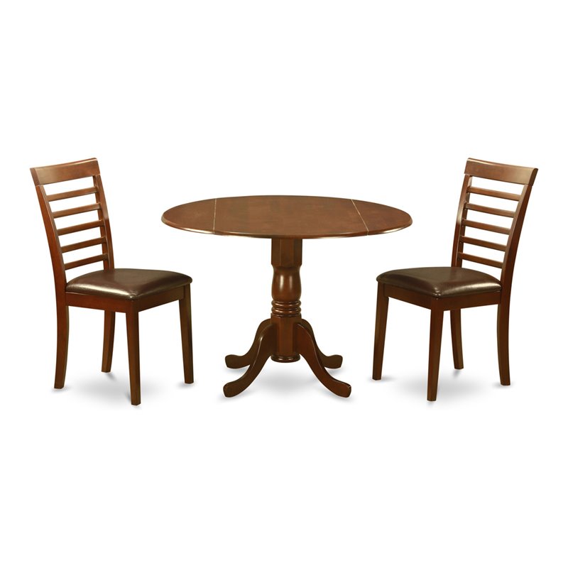 Atlin Designs Wood Dining Set with Leather Seat in Mahogany