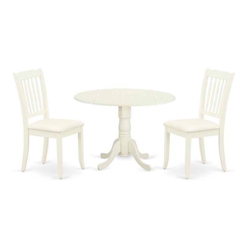 Atlin Designs Wood Dining Set with Linen Seat in Linen White