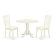 Atlin Designs Wood Dining Set with Linen Seat in Linen White