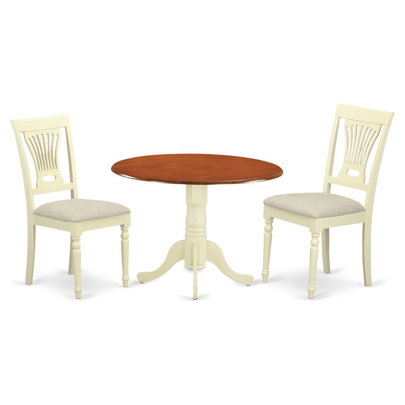 Atlin Designs 3-piece Wood Kitchen Table Set in Buttermilk/Cherry