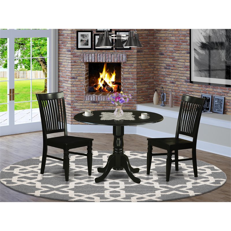 Atlin Designs 3-piece Wood Table and Dining Chair Set in Black