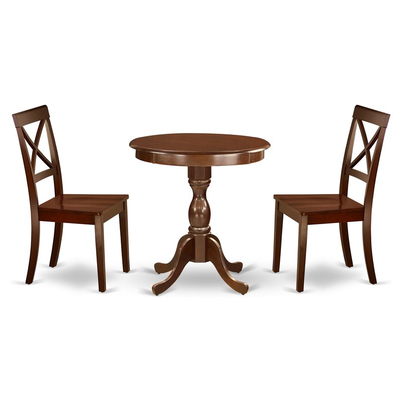 Atlin Designs 3-piece Table and Dining Room Chair Set in Mahogany