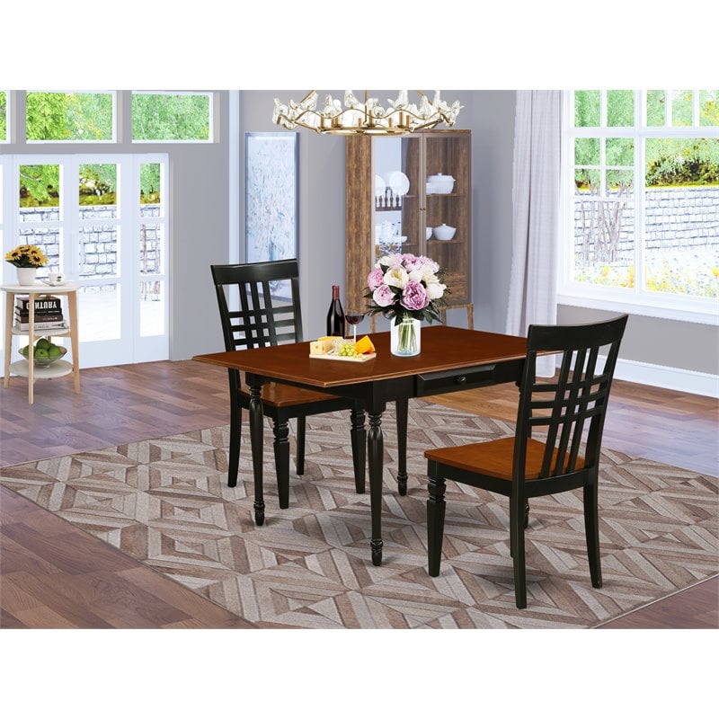 Atlin Designs 3-piece Wood Dining Room Set in Black and Cherry