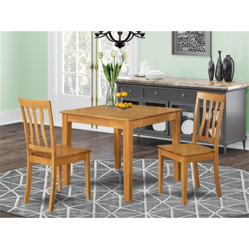 Atlin Designs 3-piece Wood Dining Set with Square Table in Oak