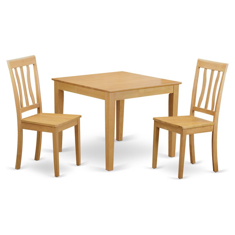 Atlin Designs 3-piece Wood Dining Set with Square Table in Oak
