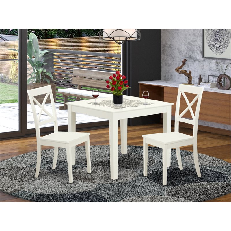 Atlin Designs 3-piece Dining Set with Square Table in Linen White