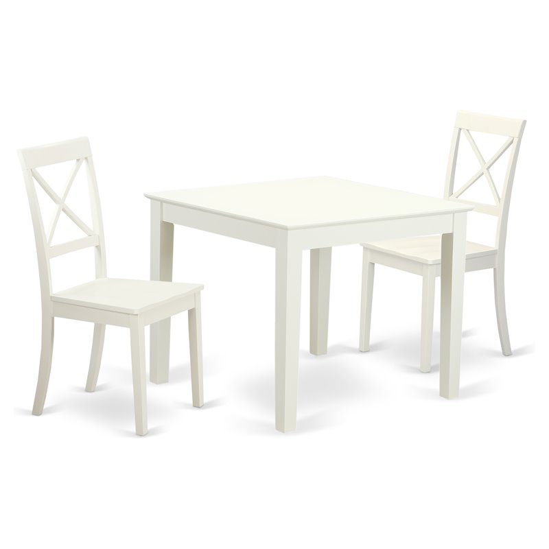 Atlin Designs 3-piece Dining Set with Square Table in Linen White