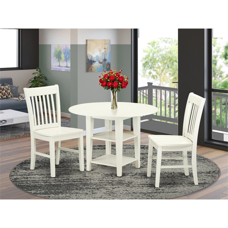 Atlin Designs 3-piece Dining Table and Chair Set in Linen White