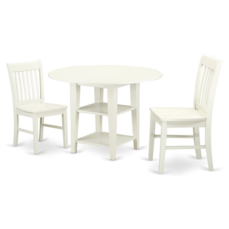 Atlin Designs 3-piece Dining Table and Chair Set in Linen White