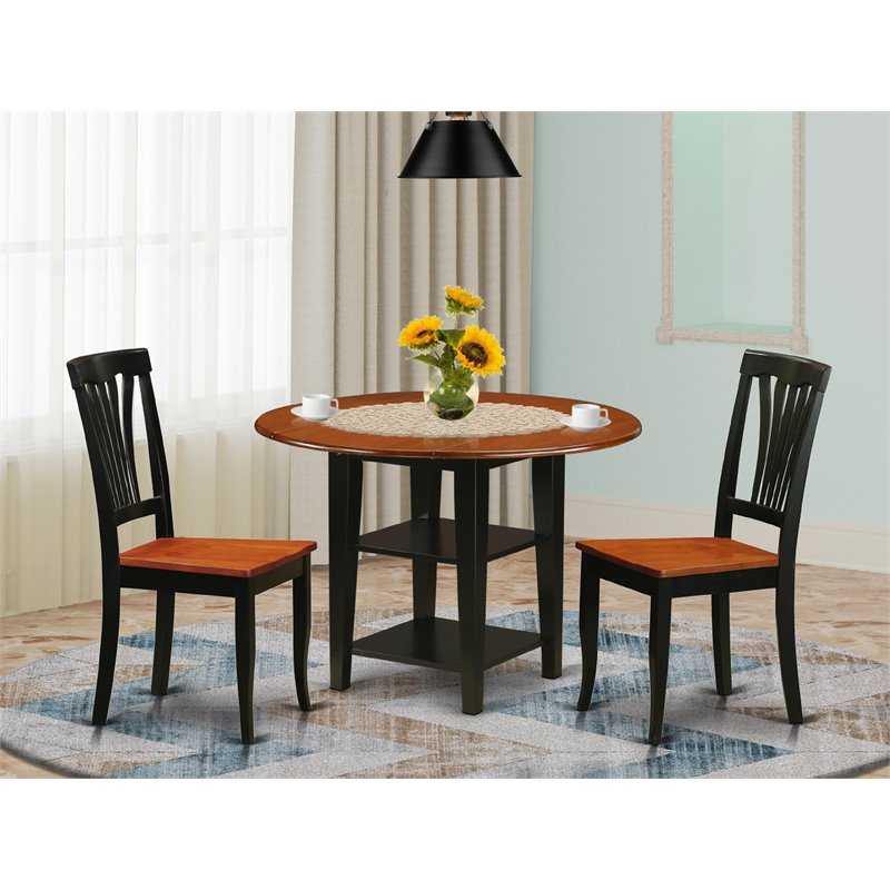 Atlin Designs 3-piece Dining Set with Wood Chairs in Black