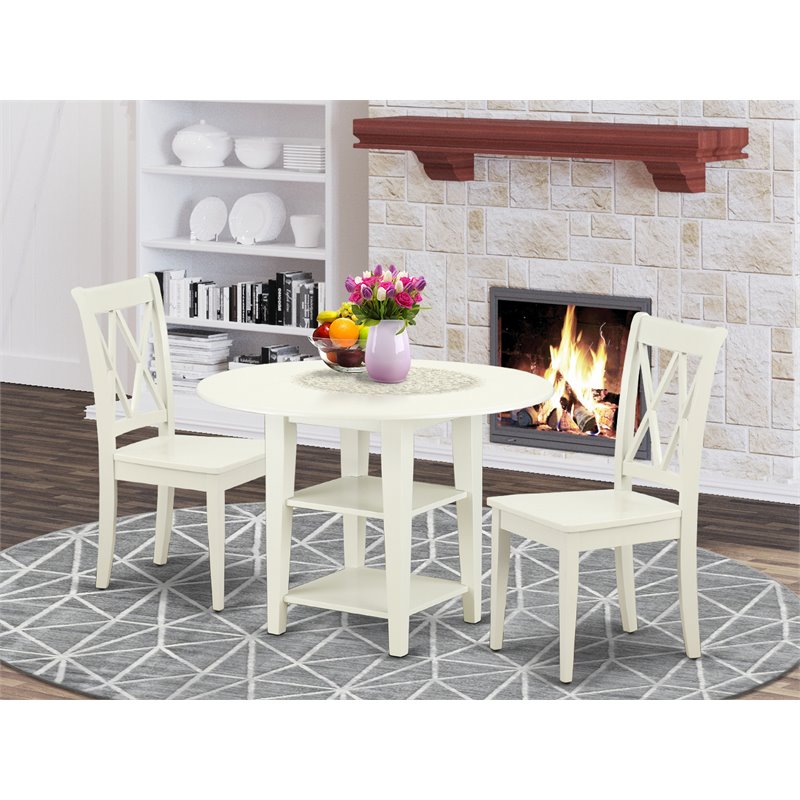 Atlin Designs 3-piece Dining Set with X-Back Chairs in Linen White