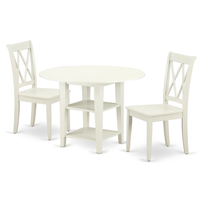 Atlin Designs 3-piece Dining Set with X-Back Chairs in Linen White