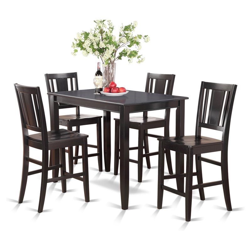 Atlin Designs Wood Black Dining Set Rectangular Counter Height 5-Piece