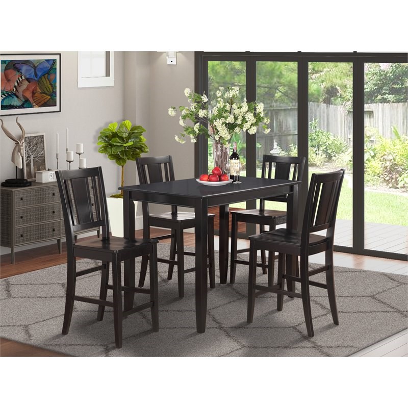 Atlin Designs Wood Black Dining Set Rectangular Counter Height 5-Piece