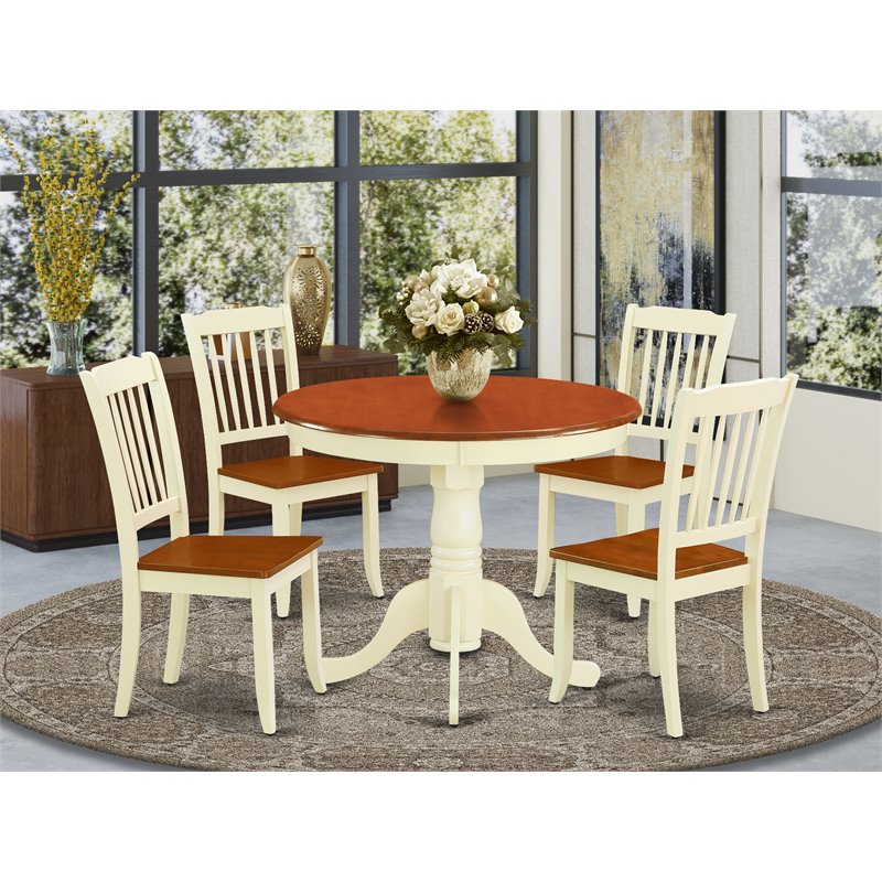 Atlin Designs Antique 5-piece Dining Set with Slatted Chairs in Cherry