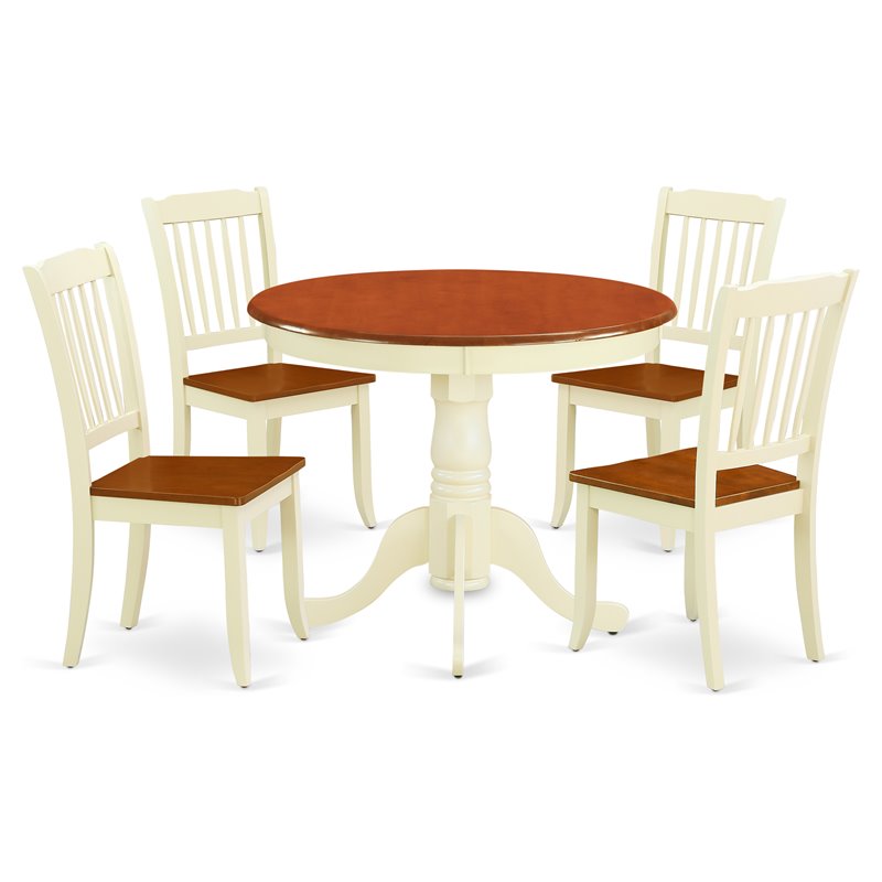 Atlin Designs Antique 5-piece Dining Set with Slatted Chairs in Cherry