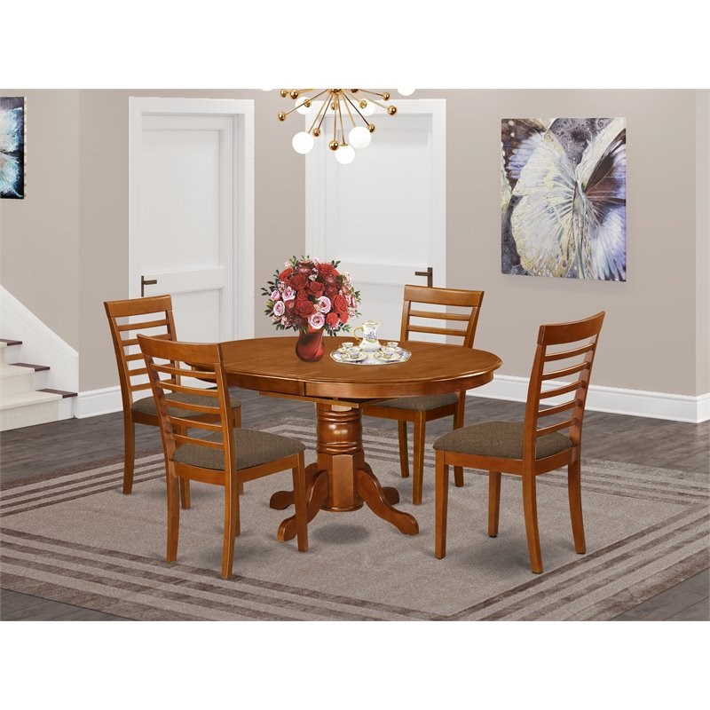 Atlin Designs 5-piece Wood Dining Table Set in Saddle Brown